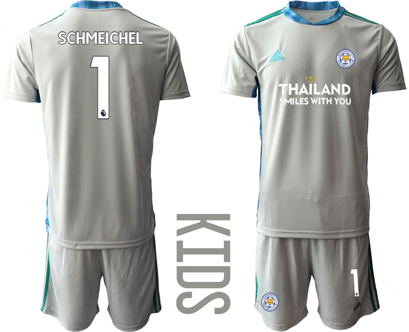 Youth 2020-2021 club Leicester City grey goalkeeper #1 Soccer Jerseys